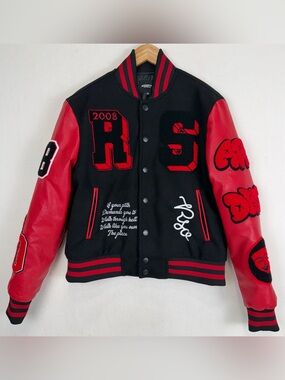 Rockstar Original Varsity Jacket Mens Small Red & Black